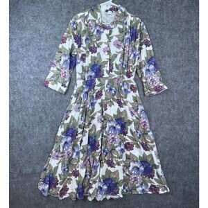 Vintage S L Petites Dress Womens 12 Collar Structured Prairie Cottage Secretary